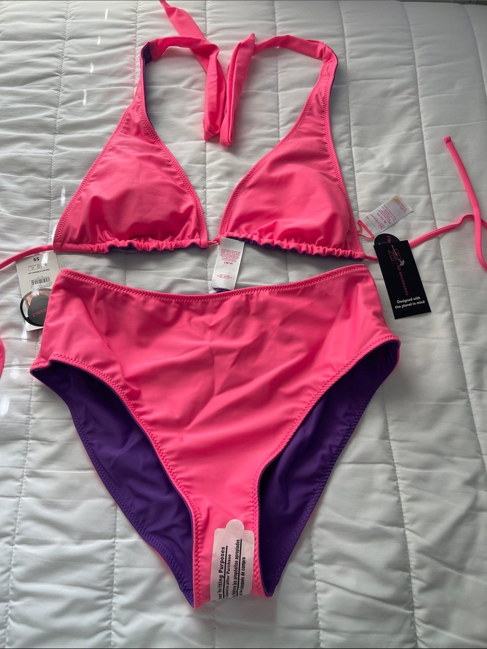 NOBO  Two-Piece Swim Set Reversible Pink & Purple Size XL (15-17)